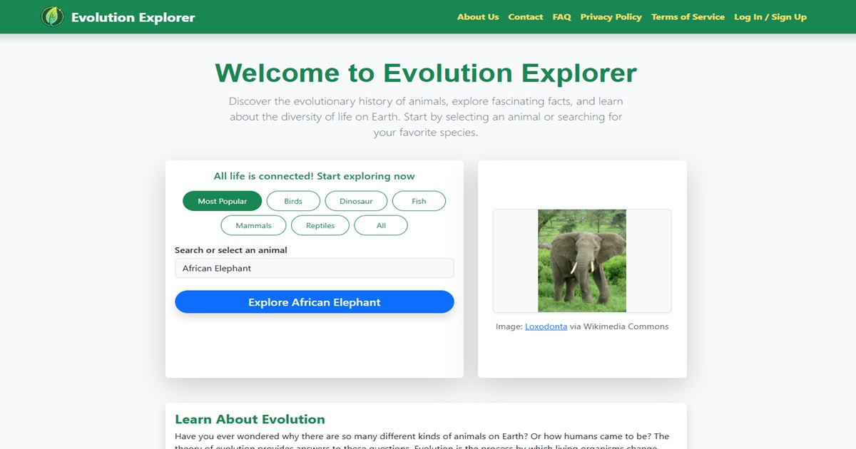 AI Evolution Explorer app screenshot