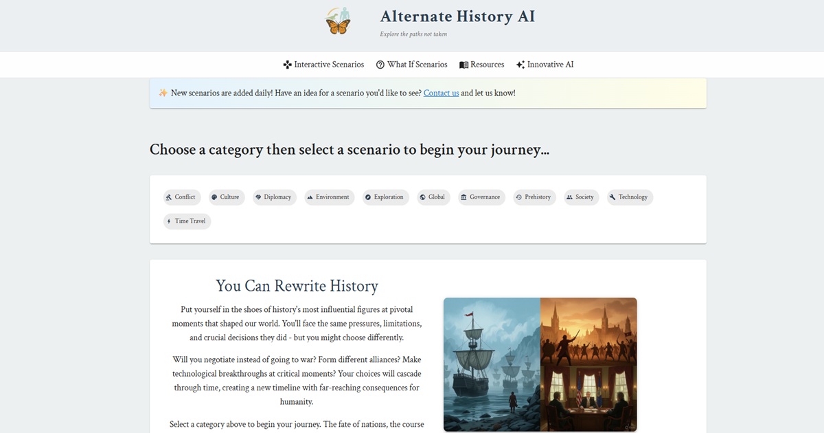 Alternate History AI app screenshot