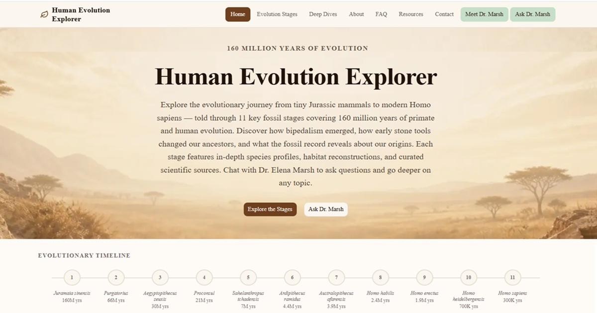 Human Evolution Explorer app screenshot