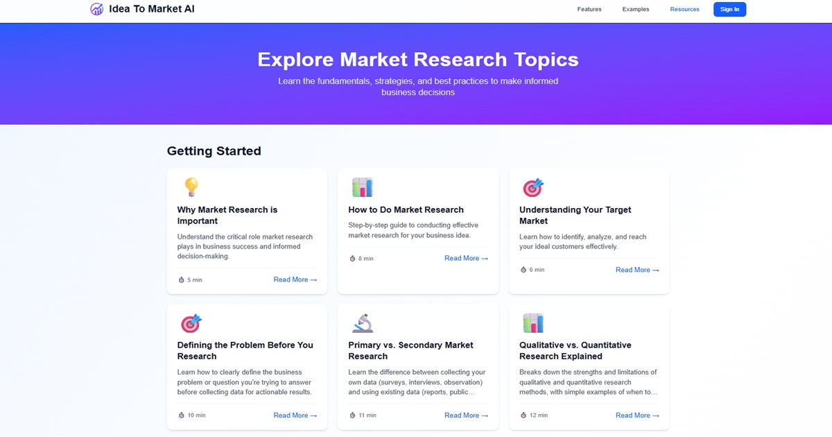 Idea To Market AI app screenshot